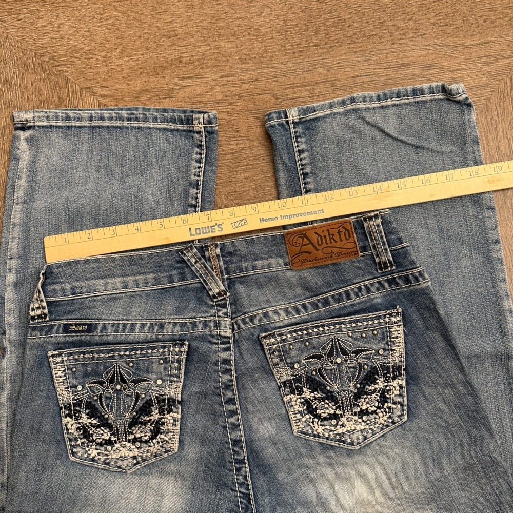 Adiktd Y2K Bootcut Jeans Embellished Pockets Low Rise Denim 32x33 - Picture 8 of 12